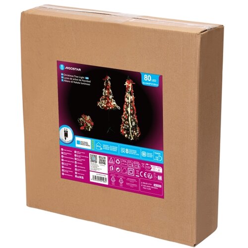 Aigostar LED Spolja&amp;scaron;nje božićno drvo 80xLED/230V 1,2m IP44 crvena hladno bela Slike