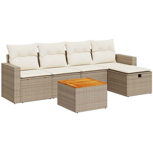 vidaXL 6-dijelni set vrtnih sofa s jastucima bež od poliratana Cijene