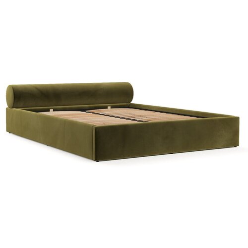 Maison de Rêve Temno zelena oblazinjena zakonska postelja s prostorom za shranjevanje z letvenim dnom 160x200 cm Solvo – Cene