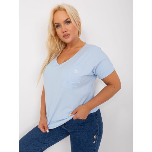 Fashion Hunters Light blue cotton blouse of larger size Slike