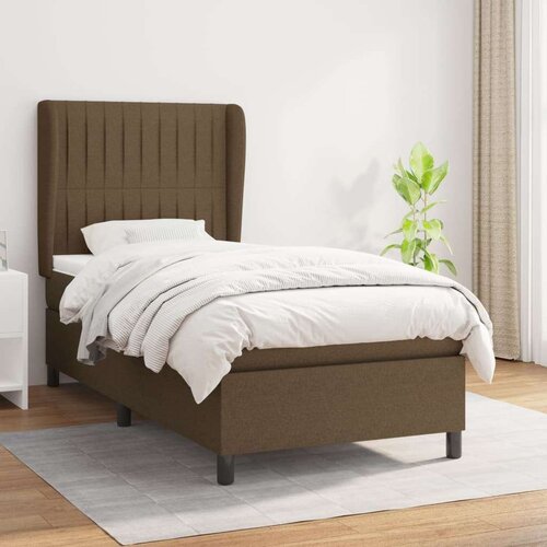  Box spring postelja z vzmetnico temno rjava 100x200 cm blago, (20902472) Cene
