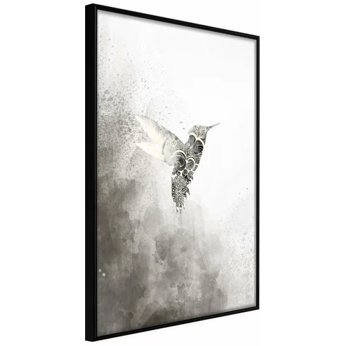  Poster - Hummingbird in Shades of Grey 30x45