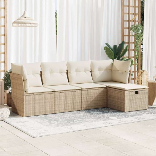 vidaXL 5-dijelni vrtni set sofa s jastucima bež od poliratana Cijene