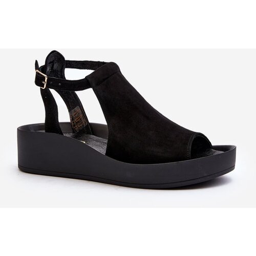 Zazoo 2914 Women's Suede Sandals Black Cene