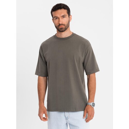 Ombre Men's LOOSE FIT cotton t-shirt with round neckline - dark olive Cijene