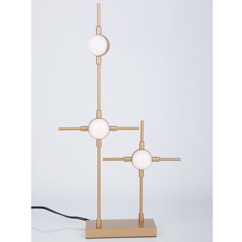Nova Luce Kovinska LED namizna svetilka v zlati barvi s senčilom iz akrilnega stekla (vi&amp;scaron;ina 52 cm) Atomo &amp;ndash; Slike