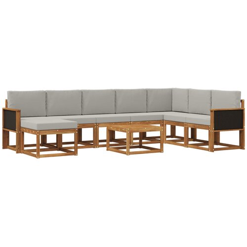 vidaXL Zunanja garnitura za sedenje 9 pcs Naravna in svetlo siva, (5000282052) Cene
