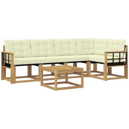 vidaXL Zunanja garnitura za sedenje z blazino 6 pcs Bela in krem, (5000281609) Cene
