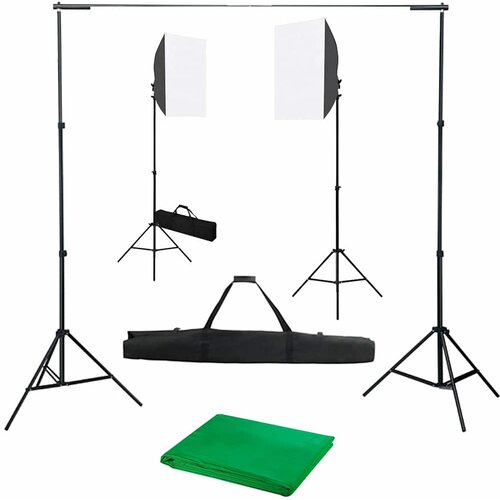  Komplet fotografske opreme sa svjetlima softbox i pozadinom Crna 300 x 300 cm Slike