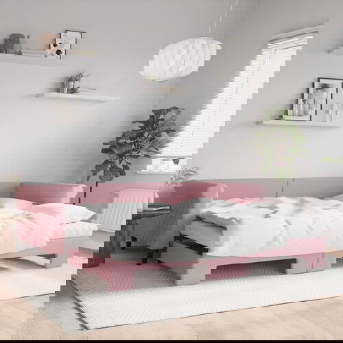 vidaXL Izvlečna dnevna postelja z vzmetnicami roza 100x200 cm žamet Cene