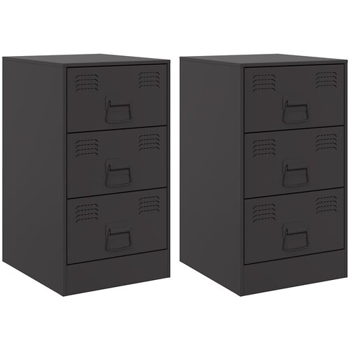 Maison Chic Dvo delni komplet Nočne omarice - Nočne mize črna 34,5x39x62 cm jeklo, (21690564) Cene