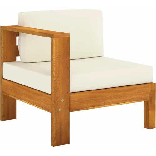 vidaXL Srednja sofa s 1 naslonom za ruke krem bijela bagremovo drvo