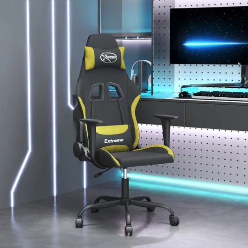 vidaXL okretna igraća stolica od tkanine crna i svjetlozelena