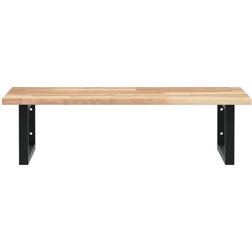  Zidna polica za umivaonik od čelika i masivnog bagremovog drva Smeđa 60 x 50 x 2 cm Slike