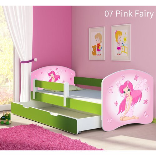  Dječji krevet ACMA s motivom, bočna zelena + ladica 180x80 cm 07 Pink Fairy Cijene
