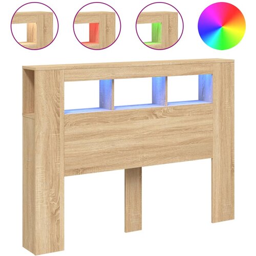 VidaXL LED posteljno vzglavje sonoma hrast 140x18,5x103,5 cm inž. les, (20951782) Slike