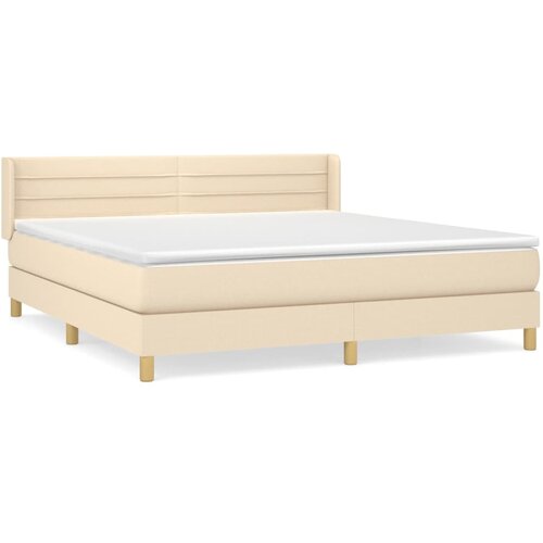 vidaXL Box spring postelja z vzmetnico krem 180x200 cm blago, (20897368) Cene