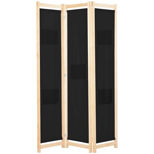 Sobna pregrada s 3 panela od tkanine 120 x 170 x 4 cm crna Cene