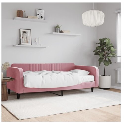 VidaXL Dnevna postelja z vzmetnico roza 100x200 cm žamet Slike