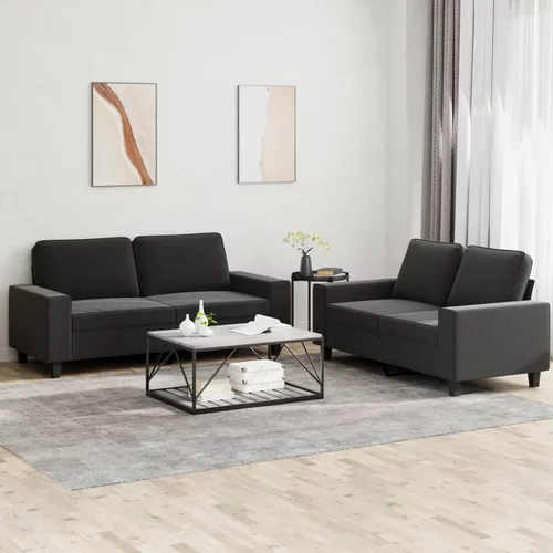  2-dijelni set sofa crni od tkanine