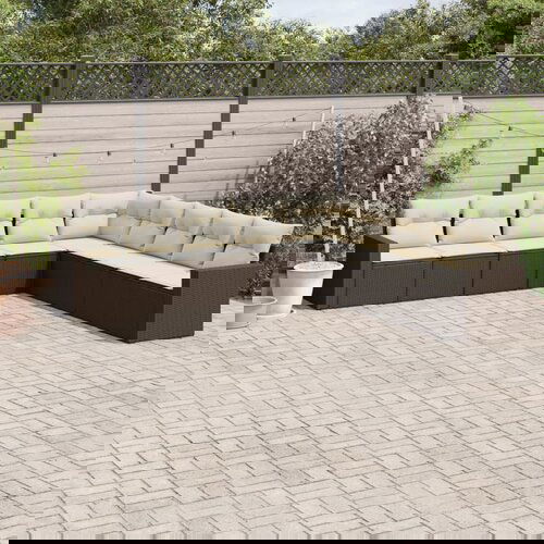 vidaXL 9-dijelni set vrtnih sofa s jastucima poliratan smeđi Cijene