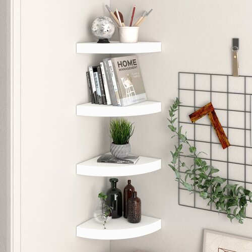 vidaXL Kotne police 4 kosi bele 25x25x3,8 cm MDF Cene