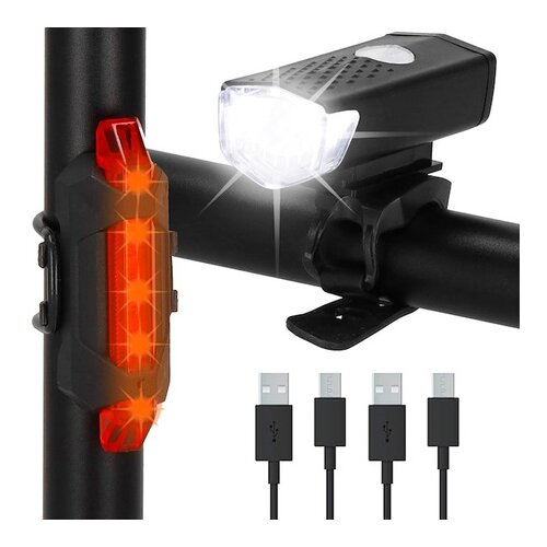 springos Komplet sprednjih in zadnjih luči za kolo, 2 kosi, z USB priključkom., (21629632) Cene