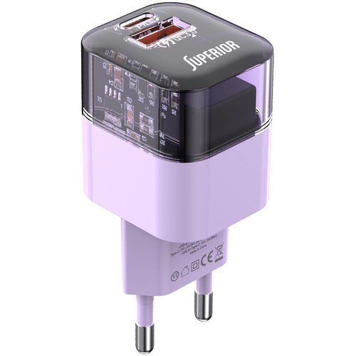Superior kućni punjač SU-P105 30W USB A+Type C/ ljubičasta Slike