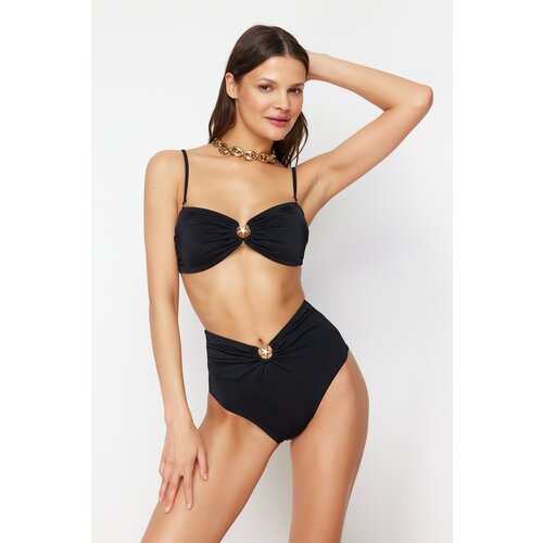 Trendyol Black Premium Accessories High Waist Hipster Bikini Bottom Slike