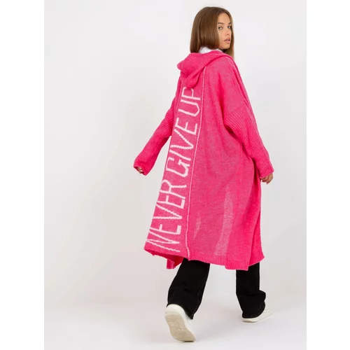 Fashion Hunters Fluo pink loose cardigan with OH BELLA inscription on the back