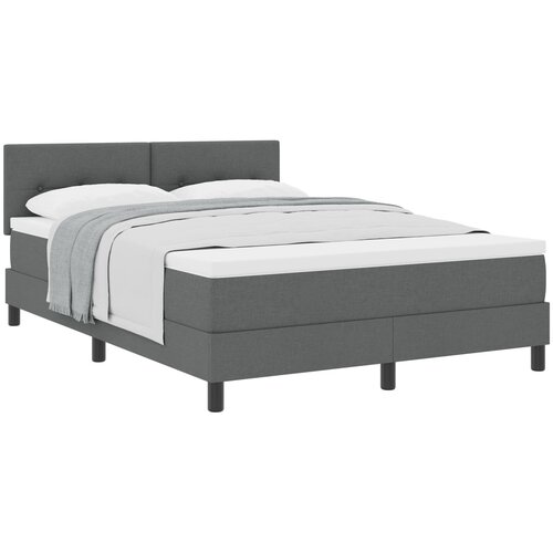 VidaXL Postelja s &amp;scaron;katlasto vzmetjo z vzmetnico temno siva 140x190 cm tkanina Slike