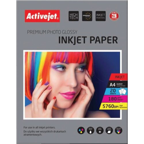 Activejet Foto papir, A4, 180g, Glossy White, 20 kom. &ndash; AP4-180G20 Cijene