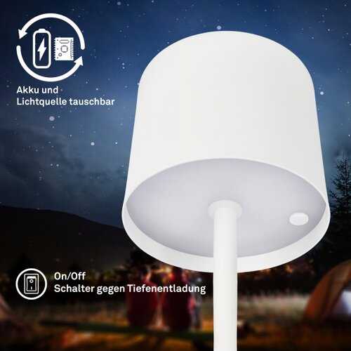 BRILONER 7521016 - LED prigu&amp;scaron;iva stona lampa SIGO 2,5W/5V IP44 2600 mAh bela Slike
