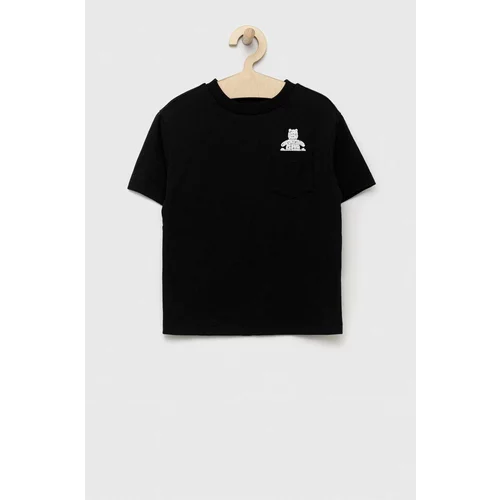 GAP Otroška bombažna kratka majica črna barva