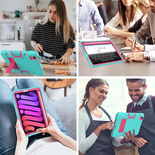 NIKCORP Ovitek za iPad Mini 6 8.3 robusten s stojalom in prostorom za pisalo, trpežna za&amp;scaron;čita pred udarci, silikon, mint barve, (5000139054) Slike