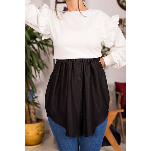 armonika Women's Black Shirt and Skirt With Elastic Waist Slike