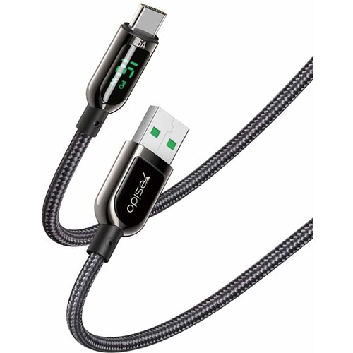 Yesido podatkovni kabel (CA85) - USB na Type-C 66W 5A digitalni zaslon - 120 cm - crni Cijene