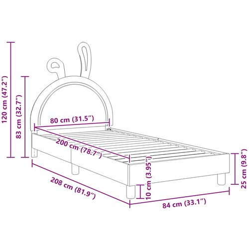  Krevet za djecu s uzglavljem Svjetlosiva 80 x 200 cm PU Slike