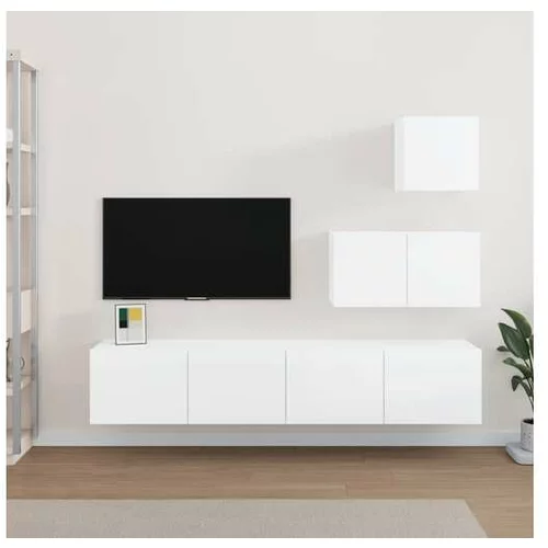  Komplet TV omaric 4-delni visok sijaj bel inženirski les