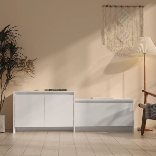 The Living Store TV omarica visok sijaj bela 146,5x35x50 cm iverna plo&amp;scaron;ča - TV Omarica, (21374608) Slike