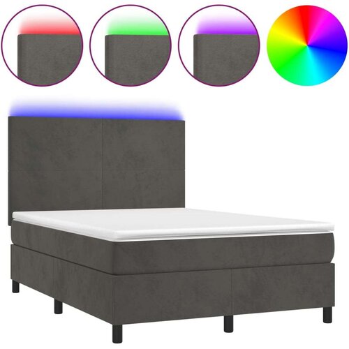 Box spring s madracem LED tamnosivi 140x200 cm bar&amp;scaron;un Slike