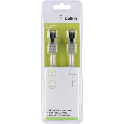 Belkin A3L793BT02M-H-S RJ45 omrežni kabel\, Patch kabel CAT 5e S/FTP 2.00 m siva z za&scaron;čitnim zapornim zatičem 1 kos, (20418239) Cene