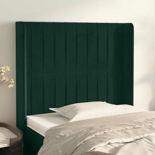  Uzglavlje s u&scaron;ima tamnozeleno 83x16x118/128 cm bar&scaron;unasto Cijene