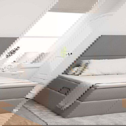 vidaXL Krevet S LED lampica s pohranom Sivo-smeđa 120 x 200 cm tkanina Cene