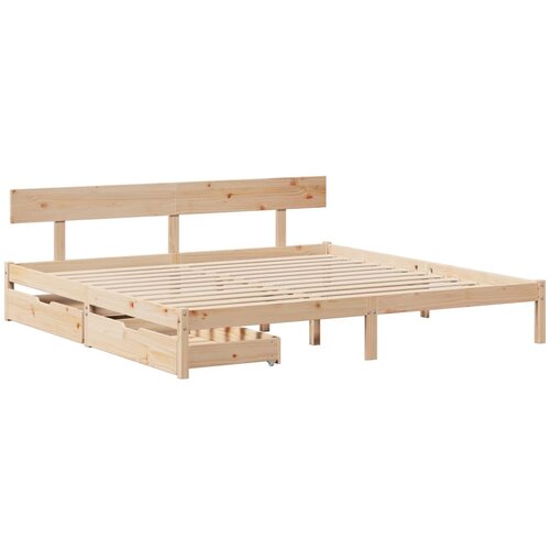 vidaXL Posteljni okvir s predali 200x200 cm trdna borovina, (21336419) Cene