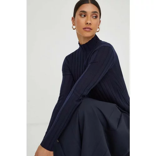 IVY OAK Vuneni pulover za žene, boja: tamno plava, lagani, s poludolčevitom
