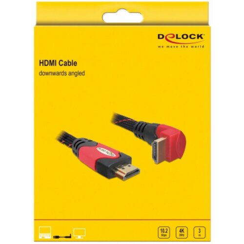 Delock hdmi kabel z mrežno povezavo kotni 3m 4K rdeč 82687 Cene