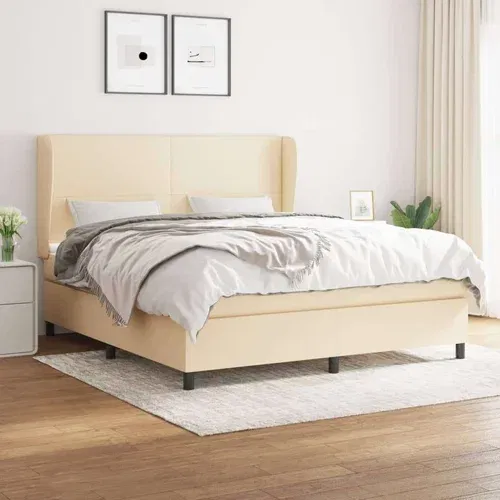  Box spring postelja z vzmetnico krem 180x200 cm blago
