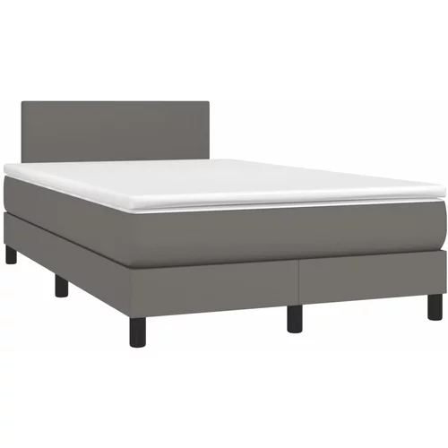 vidaXL Box spring postelja z vzmetnico siva 120x190 cm umetno usnje, (21111773)