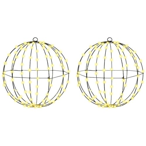 VidaXL Žogica med 192 LED 2 pcs Toplo bela 40 cm Kovina Slike